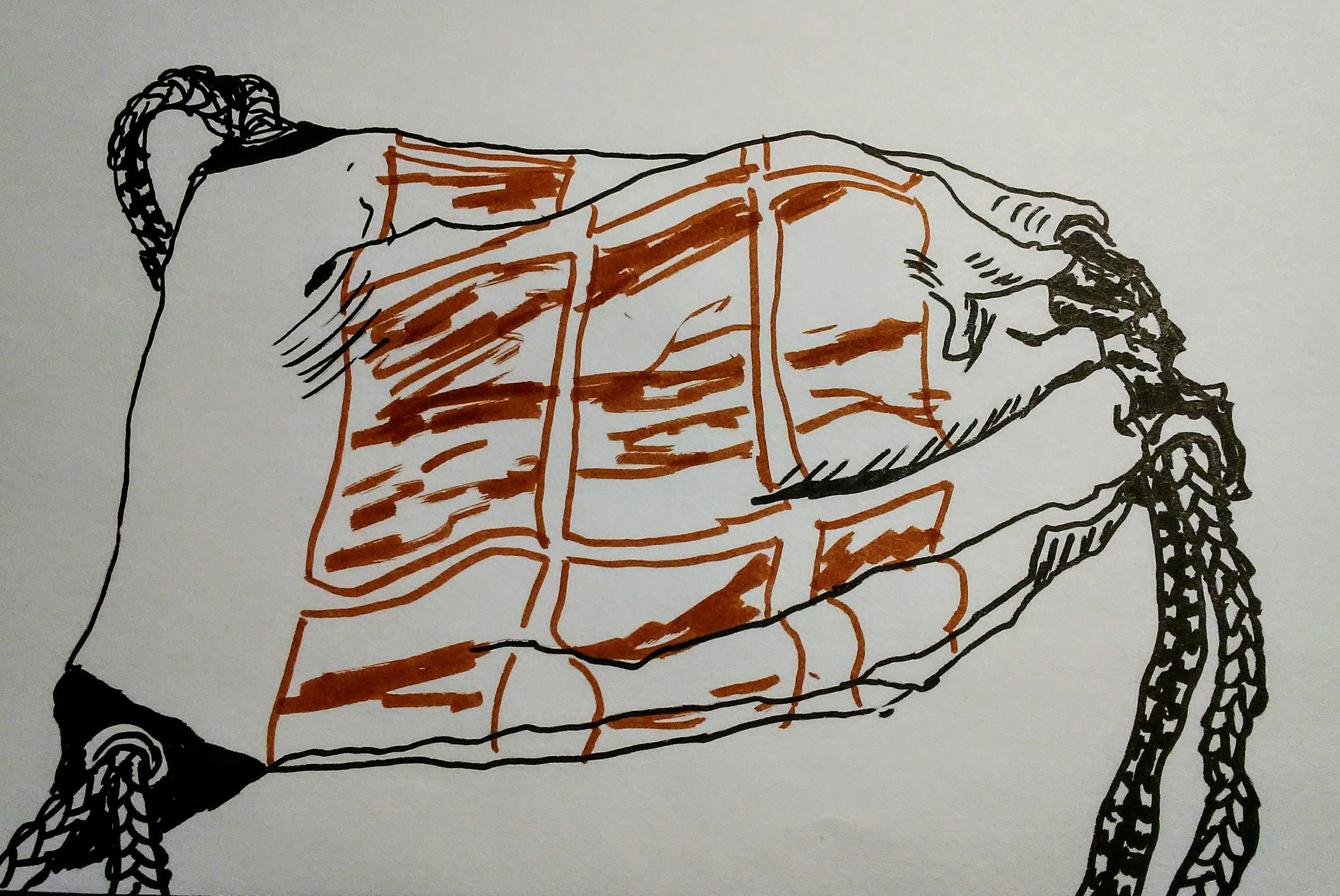 sketch of drawstring backpack