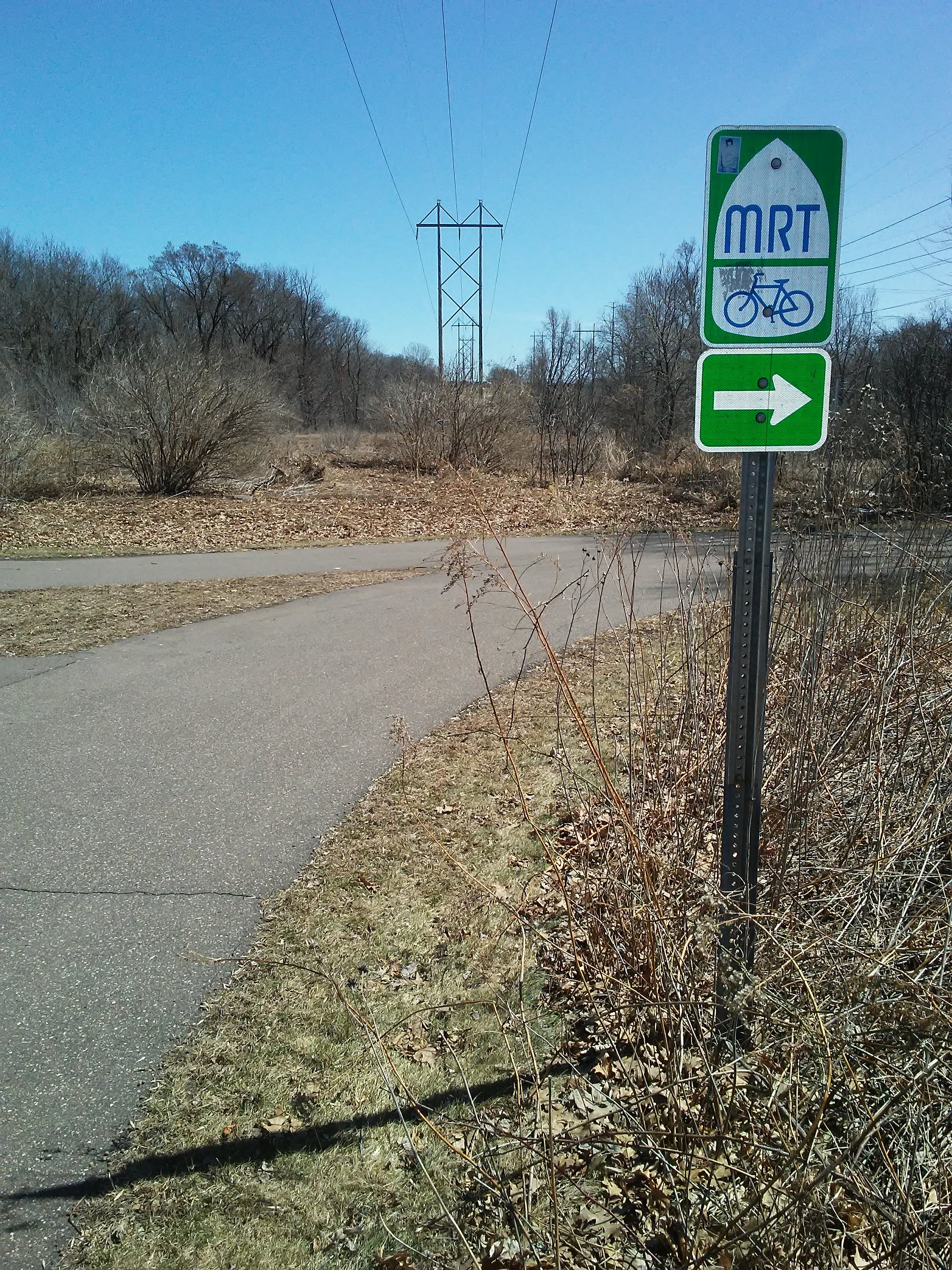 MRT Bike Trail sign and paved trail