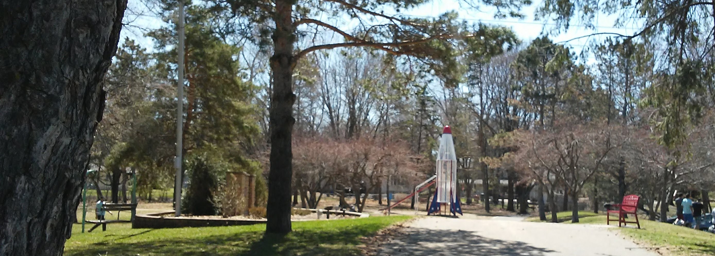 Playground with a slide that looks like a rocket.
