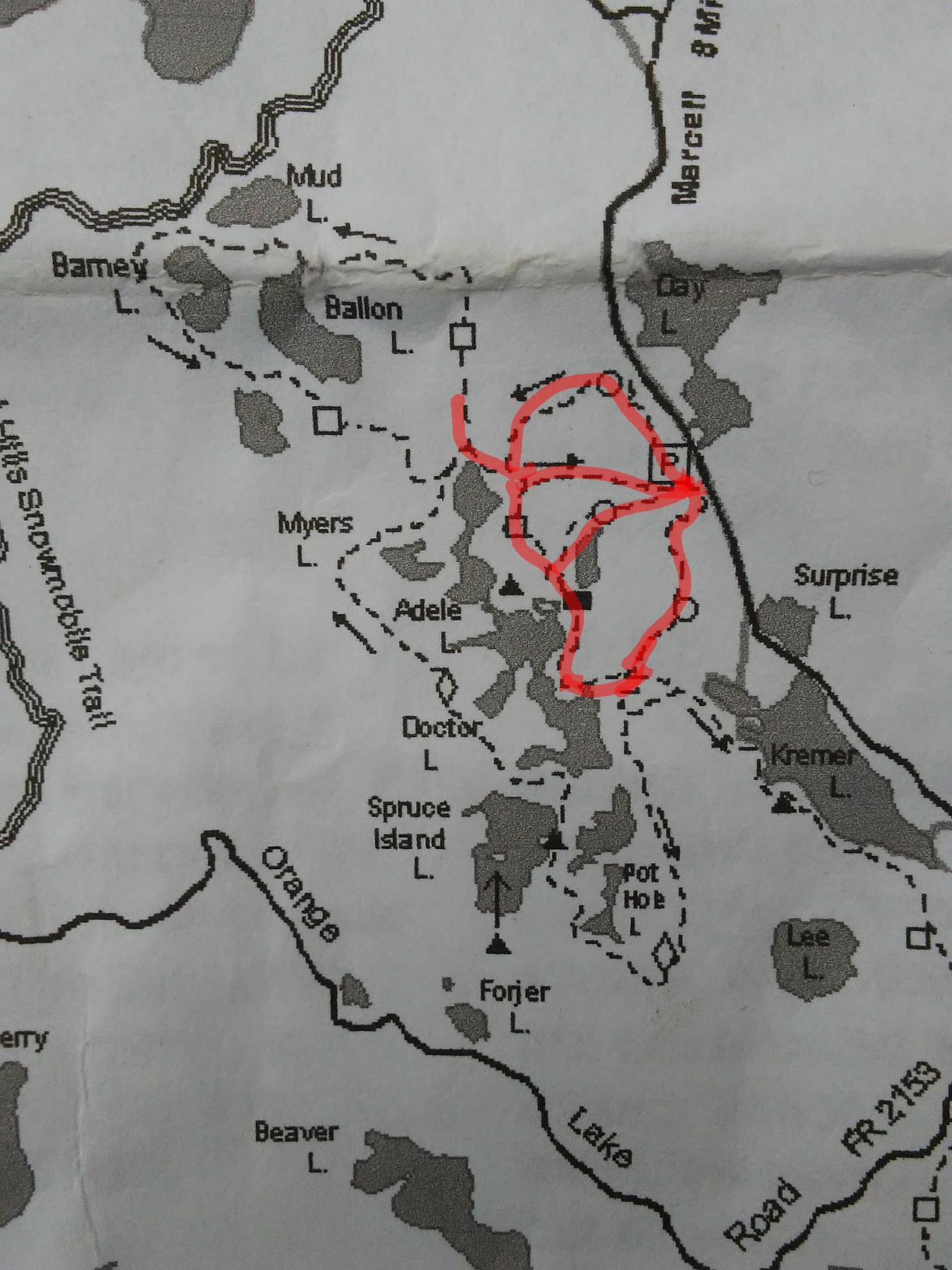 highlighted trail map