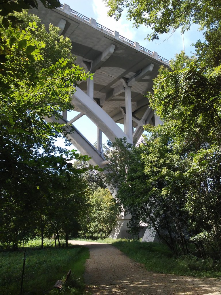 trail going under a freeway structure
