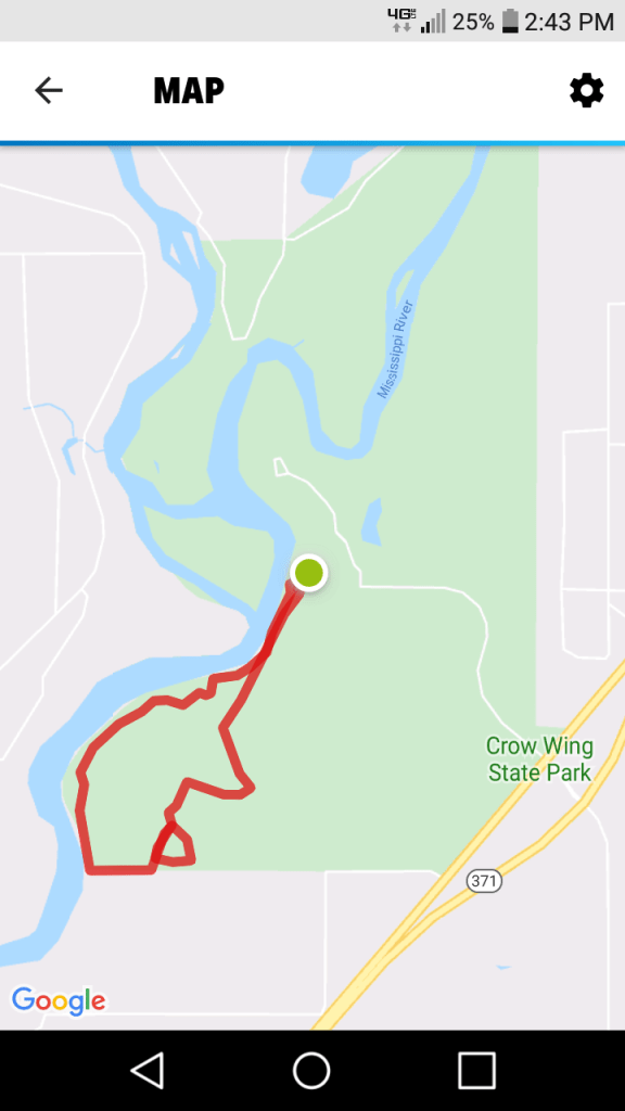 screenshot of map of Crow Wing State Park in Minnesota