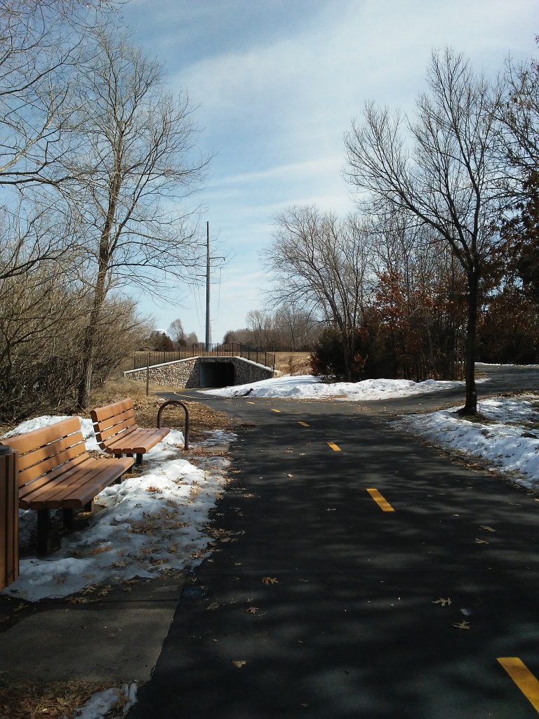 bench and tunnel and bike trail