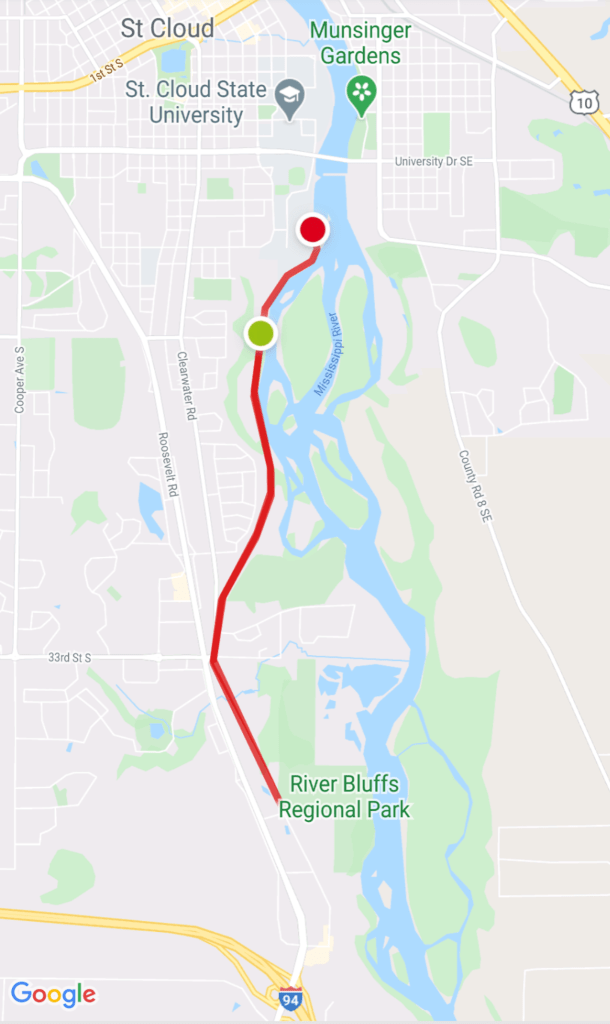 map of Beaver Island Trail in St. Cloud, Minnesota