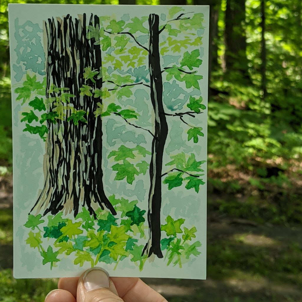 painting in the woods