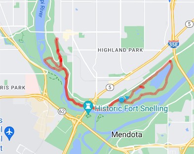 Map of Hidden Falls / Crosby Farm Regional Park
