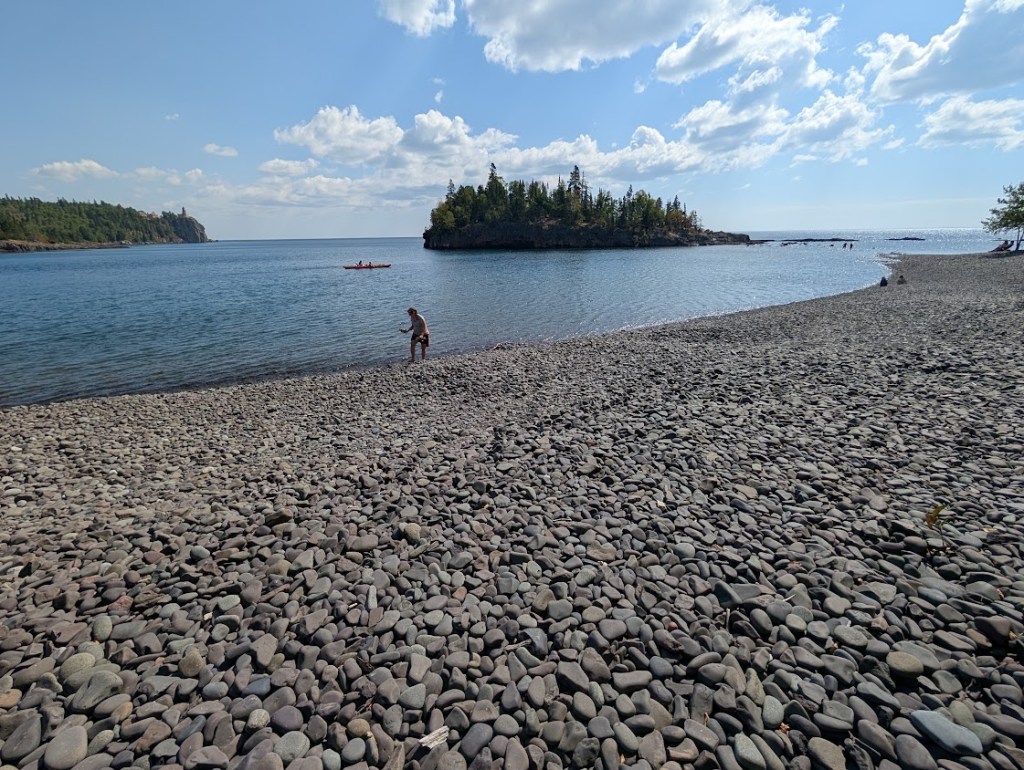 3 photos from the beach near Split Rock lighthouse.